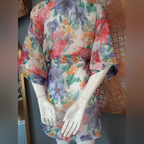 Vintage Floral Sheer Kimono Robe - Picture 3 of 14